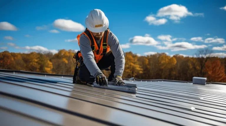man inspecting roof